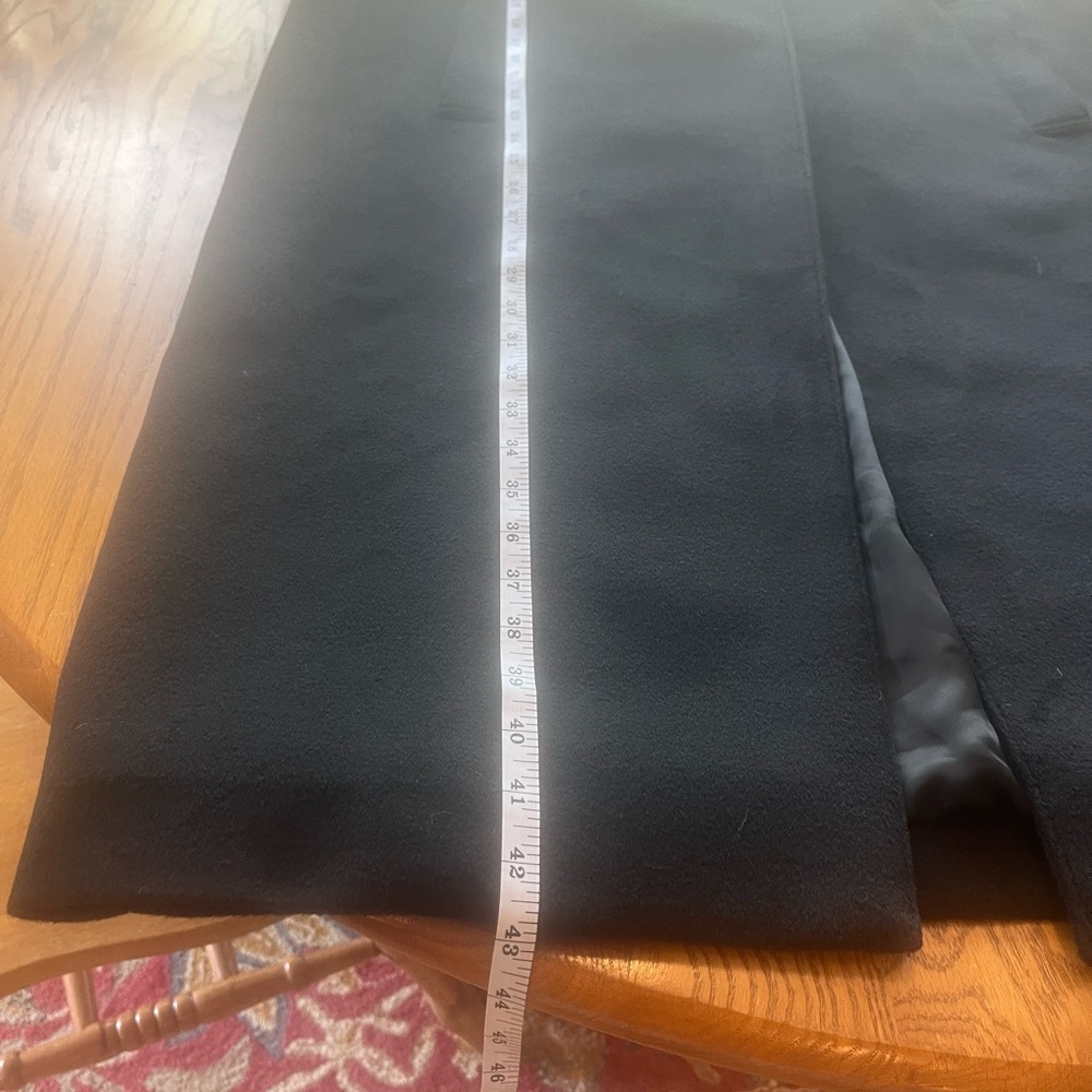 AYR Black Funnel Neck Wool Long Dress Coat XL Measurements Classic Style - Picture 7 of 15